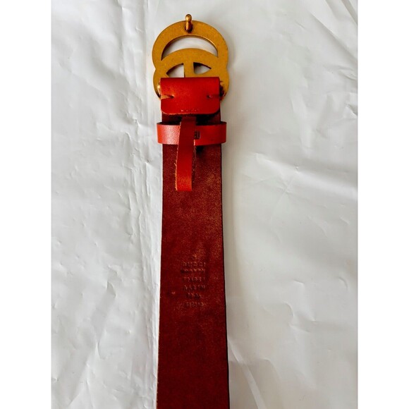 Gucci Size 90/36 GG Marmont Burnt Orange Double G Buckle Wide Leather Belt - Picture 9 of 9